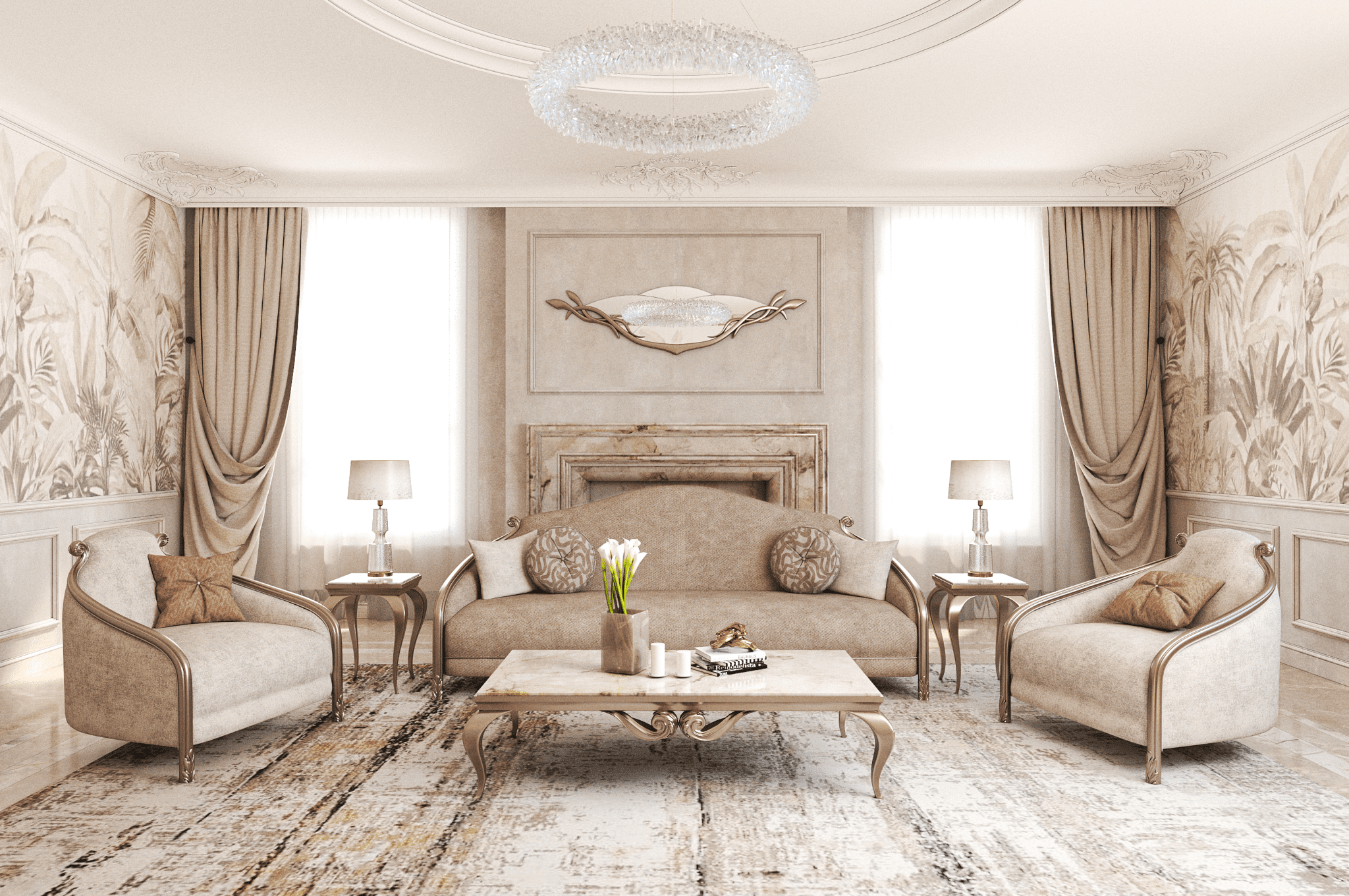 thiết kế phòng khách cho căn hộ cao cấp với bộ sưu tập Le Melange