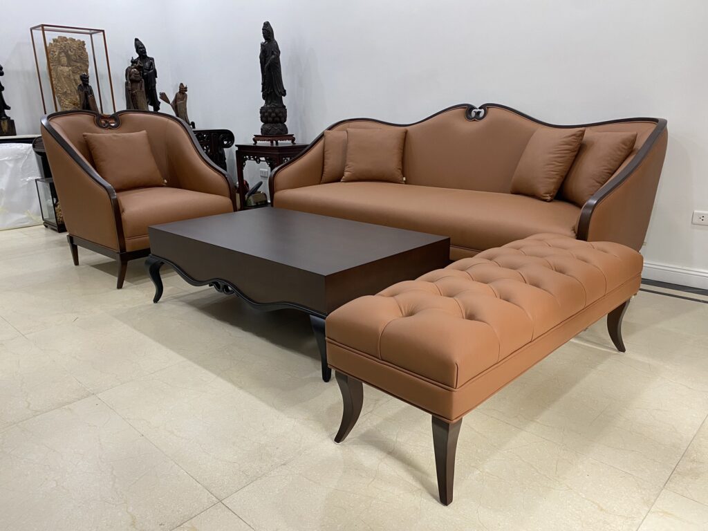 ghế sofa da thật phong cách tân cổ điển đẹp