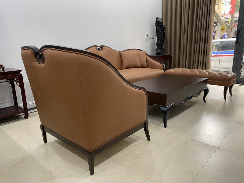 sofa da thật phong cách tân cổ điển tại hà nội