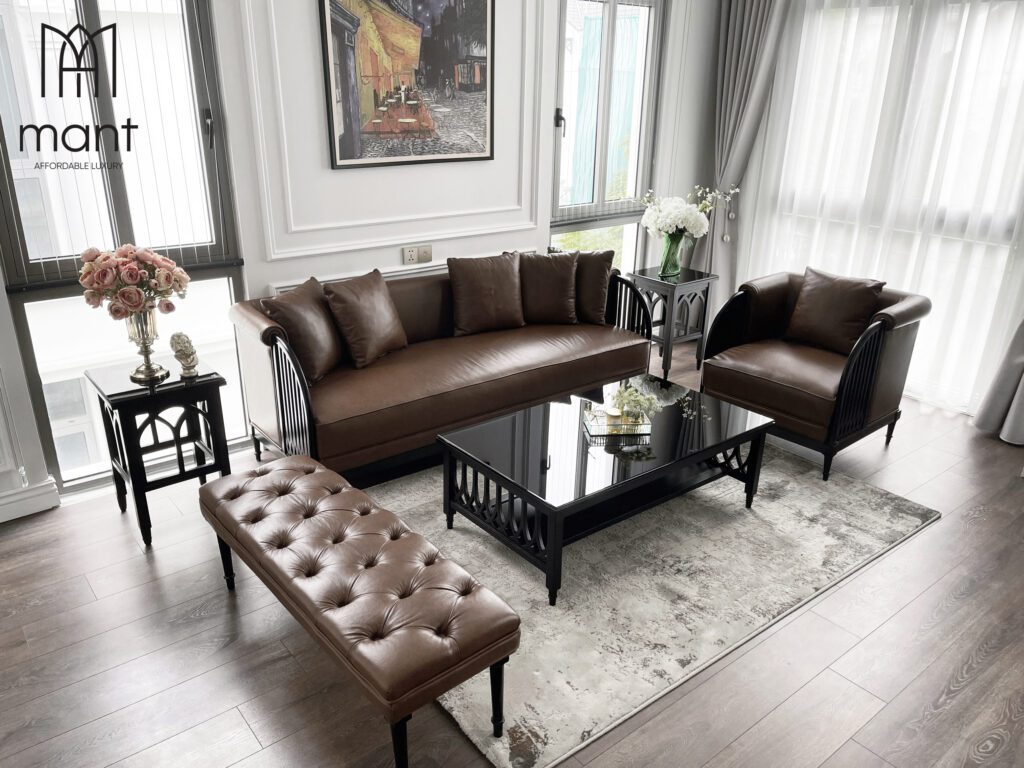 sofa da thật cho phòng làm việc