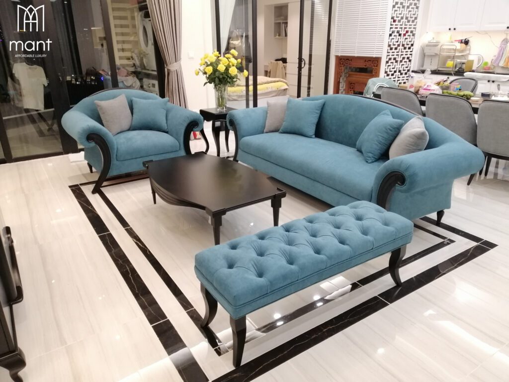 sofa tân cổ điển bọc nỉ cao cấp